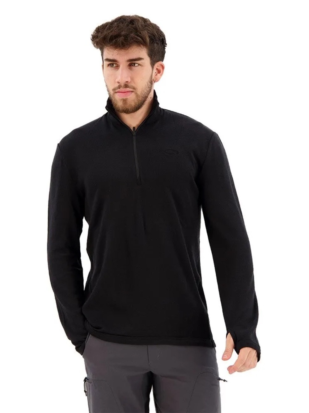 Icebreaker Merino Long Sleeve Black Quarter-Zip Pullover Base Layer - #281